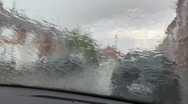 Roads crumbles as Nottinghamshire is hit with heavy rain, UK