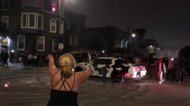 Illigal car sideshows on 4th of July in San Francisco, USA