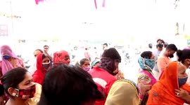 Huge Crowd at COVID-19 Vaccination Centres in Rajasthan, India