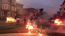 Illegal street fireworks in San Fransisco