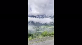 Extremely low clouds in Svaneti mountainous region, Georgia