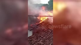 Massive fire guts house due to gas leak in central India