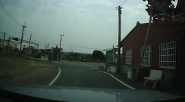 Fearless mobility scooter rider beats level crossing barrier as it closes for approaching train