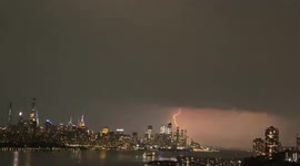 NYC skyline struck with spectacular lightning show