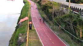 Beautiful sunset near the Pinheiros river in Sao Paulo, Brazil