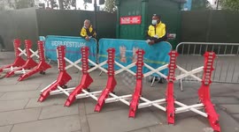 Barriers around London's Trafalgar Square as authorities brace for fan crowds