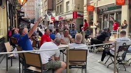 England fans chanting while drinking pre-match pints outside London pub