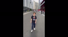 Young English lad near Wembley gets ready for game against Denmark