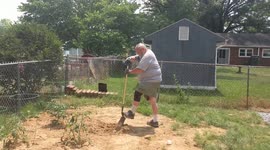 Sweating hot digging hole gardening in 95° heat Hagerstown Maryland