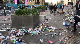 Cleanup begins outside Wembley after massive England fan street party before game