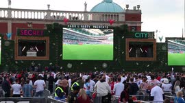 England fans sing national anthem at #4TheFans fan park in Manchester