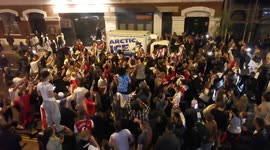 Jubilant England fans party in the street to celebrate getting to Euro 2020 final