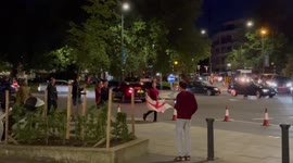 England fans celebrate this evening