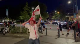 Flags, cheers and road cones for hats as England fans celebrate football victory