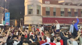 Leicester Square is a sea of jubilant England fans after semi-final win