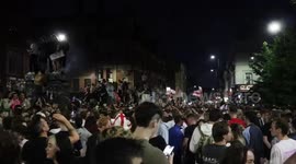 Huge crowds in Manchester as football fans take to the streets across England