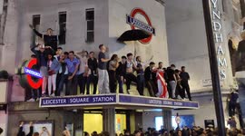Leicester Square erupts in celebration following England win over Denmark in Euro 2020
