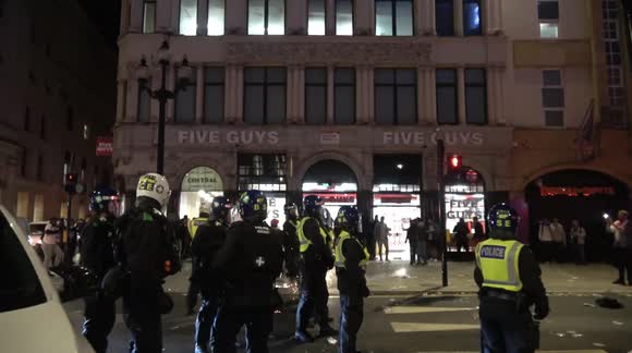 Fireworks directed at London police following England's Euro 2020 win over Denmark