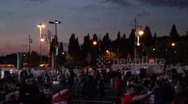 Flares set off as full time whistle goes & England secure their place in the Final of Euros. At '4TheFans' Manchester fan park