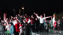 England supporters rush to front of fan park in Manchester following Euro 2020 win over Denmark