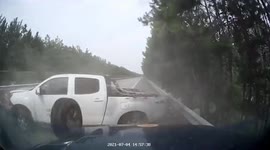 Pick-up truck smashes into guardrails after tyre falls off on Chinese highway