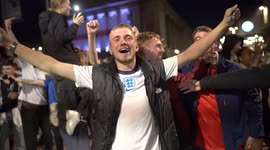 Football fans party into the night as they celebrate famous England victory