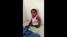 Baby got hurt in the wall, he didn't cry he enjoyed ,he continued to it again but finally he realised the pain and left