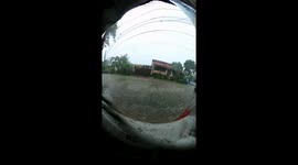 Man moves his car to safe place to prevent it from the upcoming flood