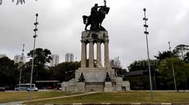 Monuments and sundial at the University of Sao Paulo, Brazil