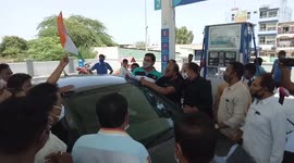 Congress Workers Protest against Modi Government on Fuel Price Hike in Rajasthan, India