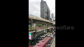 View of the Victory Monument in Bangkok, Thailand during lockdown