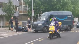 Amazon van hit motorbike delivery rider in Walthamstow, north-east London
