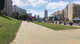 Unusual pizza delivery in Minsk, Belarus
