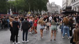 People Party To Live Music In Leicester Square In London