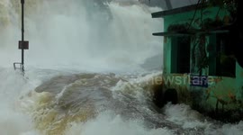 Flood waters overflow Thirparappu waterfalls after torrential rains in South India