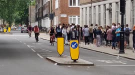 Huge queues outside walk-in vaccination centre in Bloomsbury