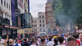 Thousands of England fans sing Oasis' 'Wonderwall' in London's Leicester Square