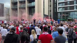 England football fans set off smoke flares and cause mayhem outside Wembley Stadium ahead of the England v Italy Euro 2020 final in London