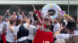 Beer and the sound of Sweet Caroline fill the air at England fan gathering at Wembley