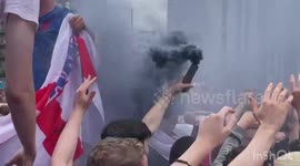 England fans party with smoke flares and sound systems at Wembley before kick-off