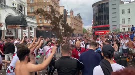 England fans hurl TREES at each other as police struggle to control London crowds