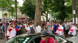 England fans break out into chants and song in Clapham Common ahead of the England vs Italy game