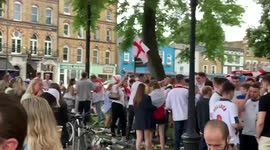 Crowds of England fans break out into Atomic Kitten’s “Football’s Coming Home Again!”