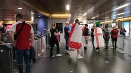 Football Fans Arrive On The  London Underground On The England Vs Italy Match Day
