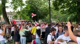 England fans chant and sing in London's Clapham Common ahead of Euro final