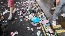 England Football Fans Leave The Streets Of the West End Covered In Broken Bottles And Piss