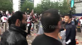 England fan lets off fireworks outside Wembley stadium ahead of England vs Italy Euro 2020 final