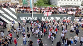 England fans outside Wembley Stadium ahead of the final of Euro 2020 between Italy and England.