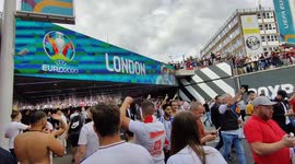England fans outside Wembley Stadium ahead of the final of Euro 2020 between Italy and England.