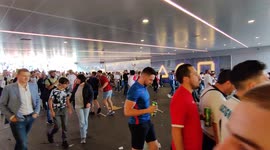 England fans outside Wembley Stadium ahead of the final of Euro 2020 between Italy and England.